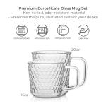 Aquach 16 Oz Clear Glass Coffee Mugs, 2-Pack