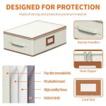 Aokeyee 2-Pack Cup and Mug Storage Box, Hard Shell China Storage Containers - Holds 24 Coffee Mugs, Tea Cups & Glasses, Stackable Organizers with Lid, Handles, Zippers & Label for Moving, Ivory