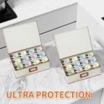 Aokeyee 2-Pack Cup and Mug Storage Box, Hard Shell China Storage Containers - Holds 24 Coffee Mugs, Tea Cups & Glasses, Stackable Organizers with Lid, Handles, Zippers & Label for Moving, Ivory