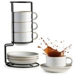 Stackable 6 Ounce Cappuccino Cups with Saucers