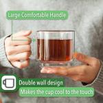BTaT- Stackable Insulated Coffee Mugs, Glass Tea Mugs, Set of 4 (12 oz, 350 ml), Double Wall Glass Coffee Cups, Tea Cups, Latte Cups, Beer Glasses, Latte Mug, Clear Mugs