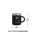Hydro Flask Mug - Stainless Steel Reusable Tea Coffee Travel Mug - Vacuum Insulated, BPA-Free, Non-Toxic Black 6 oz