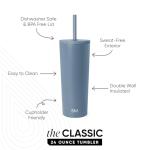Simple Modern Insulated Tumbler with Lid and Straw | Iced Coffee Cup Reusable Stainless Steel Water Bottle Travel Mug | Gifts for Women Men Her Him | Classic Collection | 24oz | Blue Dune