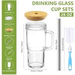 Bamboo-Lid Glass Tumblers with Straws - 4 Pack