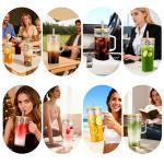 Bamboo-Lid Glass Tumblers with Straws - 4 Pack