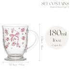 Set of 2 Clear Rose Pattern Coffee Mugs