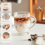 Set of 2 Clear Rose Pattern Coffee Mugs