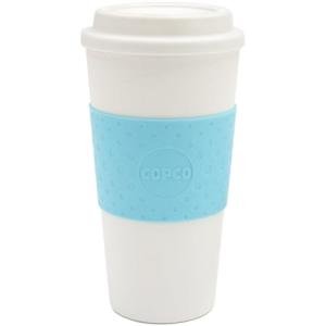 Copco Plastic Acadia Double Wall Insulated Travel Mug with Non-Slip Sleeve, 16 ounce, Azure Blue