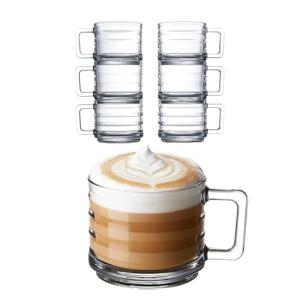Stackable Vintage Glass Coffee Mug Set of 6