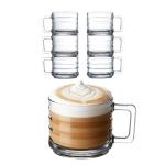 Stackable Vintage Glass Coffee Mug Set of 6