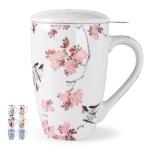 AmorArc Porcelain Tea Mug with Infuser and Lid, 18 Oz Tea Cup with Handle for Loose Leaf Tea, Gift for Tea Lovers of Men and Women
