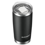 Black 20 oz Stainless Steel Double Wall Vacuum Insulated Tumbler with Lid - Dishwasher Safe & Spill Proof Travel Coffee Iced Cup & Mug For Men,Durable Coating Scratch Resistant Outdoor,Hot Cold Drink