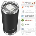 Black 20 oz Stainless Steel Double Wall Vacuum Insulated Tumbler with Lid - Dishwasher Safe & Spill Proof Travel Coffee Iced Cup & Mug For Men,Durable Coating Scratch Resistant Outdoor,Hot Cold Drink