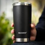 Black 20 oz Stainless Steel Double Wall Vacuum Insulated Tumbler with Lid - Dishwasher Safe & Spill Proof Travel Coffee Iced Cup & Mug For Men,Durable Coating Scratch Resistant Outdoor,Hot Cold Drink