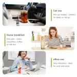 JunVpic Glass Cups with Bamboo Lids and Straws, 22oz Glass Tumbler with Handle, Stainless Steel Straws & Cleaning Brushes – Boho Pattern Iced Coffee Cup for Smoothies, Tea, and Gifts, Set of 2