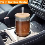 ANOTION Glass Cups with Lids and Straws 4 Packs, 24oz Travel Coffee Mug Bamboo Mason Jar Valentines Party Drinking Jars Glasses Cute Clear Glass Tumbler for Iced Coffee, Smoothie, Tea, Water