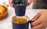 Black 15 OZ Porcelain Tea Infuser Mug