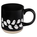 Sweet Water Decor White Ghosts Black Halloween Mugs - Halloween Coffee Mug Dishwasher & Microwave Safe - Fall Mug for Coffee & Hot Cocoa or Seasonal Brew - Black Stoneware Ghost Mugs