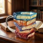 3D Painted Book Stack Coffee Mug, 12.99 oz