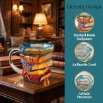 3D Painted Book Stack Coffee Mug, 12.99 oz