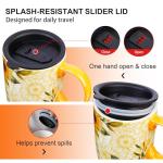 Topadorn Coffee Ceramic Mug Porcelain Latte Tea Cup With Lid in Present Box 17oz Sunflowers