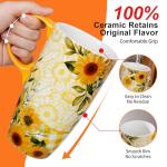 Topadorn Coffee Ceramic Mug Porcelain Latte Tea Cup With Lid in Present Box 17oz Sunflowers