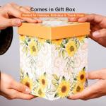 Topadorn Coffee Ceramic Mug Porcelain Latte Tea Cup With Lid in Present Box 17oz Sunflowers