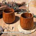 Set of 10 Natural Wood Tea and Sake Cups