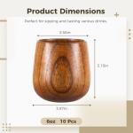 Set of 10 Natural Wood Tea and Sake Cups