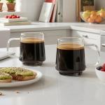 Aquach 16 Oz Glass Coffee Tea Cups, Clear Mugs with Handle, Microwave and Dishwasher safe Home Office Mug Perfect for Americano Latte Hot Beverages, 2-Pack