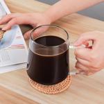 Aquach 16 Oz Glass Coffee Tea Cups, Clear Mugs with Handle, Microwave and Dishwasher safe Home Office Mug Perfect for Americano Latte Hot Beverages, 2-Pack