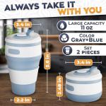 2-Pack Collapsible Coffee Cup Reusable – 12oz Leakproof Travel Coffee Mug, Silicone, Foldable & Portable for Hiking, Camping, Office | Lightweight, Heat-Resistant, Easy to Clean, Outdoor & Travel Cup