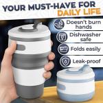 2-Pack Collapsible Coffee Cup Reusable – 12oz Leakproof Travel Coffee Mug, Silicone, Foldable & Portable for Hiking, Camping, Office | Lightweight, Heat-Resistant, Easy to Clean, Outdoor & Travel Cup