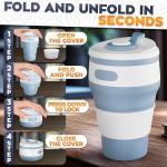 2-Pack Collapsible Coffee Cup Reusable – 12oz Leakproof Travel Coffee Mug, Silicone, Foldable & Portable for Hiking, Camping, Office | Lightweight, Heat-Resistant, Easy to Clean, Outdoor & Travel Cup