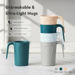 zoeynex Reusable Plastic Cups (12 oz) - Set of 4 | Unbreakable Plastic Coffee Mugs with Handles | Dishwasher and Microwave Safe | BPA Free & Eco-Friendly | Ideal Drinking Cups for Kitchen