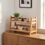 Bamboo 2-Tier Coffee Mug Organizer for Kitchen