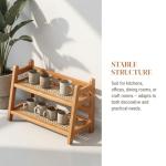 Bamboo 2-Tier Coffee Mug Organizer for Kitchen