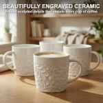Set of 4 Nature-Inspired 16 Oz Ceramic Mugs