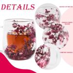 Real Flowers Inside Clear Glass Tea Cup, Double Wall Borosilicate Coffee Mug for Latte Cappuccino, Cute Aesthetic Floral Glassware, Romantic Gifts for Her Girlfriend Sister