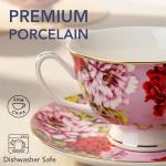 Floral Porcelain Tea Cup and Saucer Set of 6