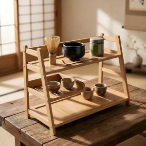 Lnncdsc 3 Tier Bamboo Matcha Station, coffee station organizer Shelf with Drawer for Kitchen Countertop, Tea Bar - Matcha Powder, Tools & Cup Organizer for Matcha Lovers, Home Baristas.