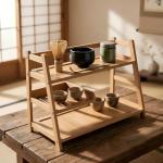 Lnncdsc 3 Tier Bamboo Matcha Station, coffee station organizer Shelf with Drawer for Kitchen Countertop, Tea Bar - Matcha Powder, Tools & Cup Organizer for Matcha Lovers, Home Baristas.