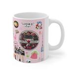 Korean Culture Coffee Mug, Pink Ceramic Cup with Seoul Cityscape, K-Drama and K-Pop Theme, Traditional Architecture Design, 15 oz Korea mug