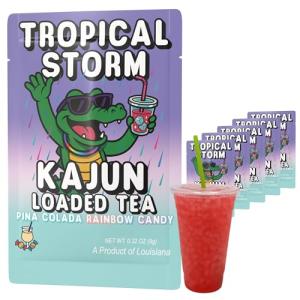 Kajun Loaded Tea – Tropical Storm | Pina Colada & Rainbow Candy Flavor | Sugar Free Energy Tea Powder | 250mg Green Tea Caffeine | Zero Calories | Keto Friendly