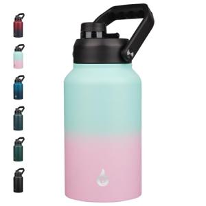 BJPKPK 87oz Insulated Water Bottle, Dishwasher Safe 2/3 Gallon Water Bottle with Ergonomic Handle, BPA Free Leak Proof Water Jug,Stainless Steel Metal Flasks with Anti-slip Bottom,Marshmallow