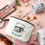 Inbagi 3 Pcs Sewing Gifts for Women Makeup Bag Seamstress 11 oz Coffee Mug Quilting Keychain Mother's Day Gifts for Mom Friends Sister Quilter Sewers