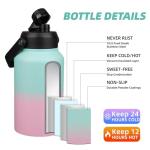 BJPKPK 87oz Insulated Water Bottle, Dishwasher Safe 2/3 Gallon Water Bottle with Ergonomic Handle, BPA Free Leak Proof Water Jug,Stainless Steel Metal Flasks with Anti-slip Bottom,Marshmallow