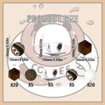 Pelizen 55 Pcs 3D Coffee Mug Focus Beads - 15mm coffee bean and brown geometric print beads, white round silicone beads - suitable for DIY crafts, jewelry, necklaces, bracelets, and keychains (coffee)