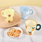 Koythin Ceramic Coffee Mug, Hand-painted Irregular Novelty Coffee Cup for Office and Home, Dishwasher and Microwave Safe, 10 oz/300 ml for Latte Tea Milk (Fresh Orange)