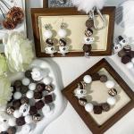 Pelizen 55 Pcs 3D Coffee Mug Focus Beads - 15mm coffee bean and brown geometric print beads, white round silicone beads - suitable for DIY crafts, jewelry, necklaces, bracelets, and keychains (coffee)